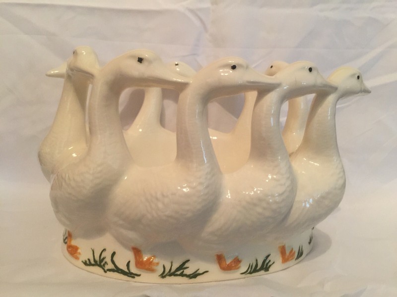 Vintage Holland Mold Goose Geese Ring Centerpiece Bowl Ornate