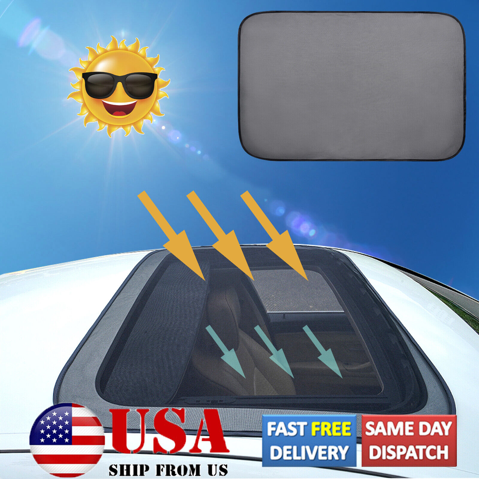 Magnetic Sunroof Sunshade Cover Moon Roof Mesh Camping Screen Awnings  Bugstent | Ebay