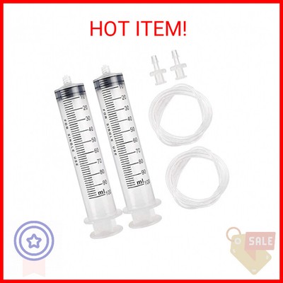 DEPEPE 2pcs 100ml Large Plastic Syringe with 2pcs 47in Handy Plastic Tubing and 