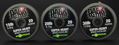 Korda Dark Matter Braid Heavy Hooklink Coarse Carp Match Fishing Line All Sizes