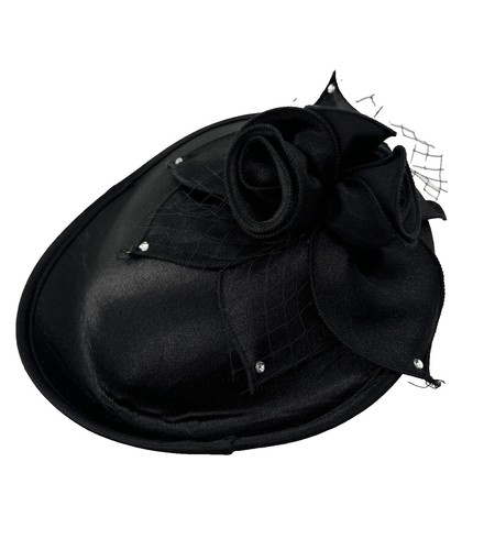 7143 Black Wool Felt Beret Derby Fascinator Hats For Women Ladies Femme Church Black 100% Wool Felt Fascinator Hats For Women Ladies  main image 4
