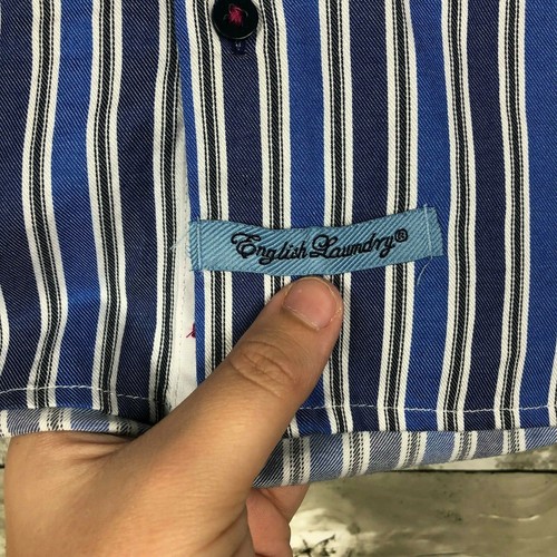 Boy's English Laundry Striped Button-Up Shirt sz 12 blue long sleeve - Picture 2 of 7