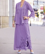 Mother of Bride Groom Women's beaded jacket dress Wedding formal gown size12P MP