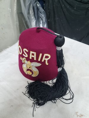 New MASONIC SHRINERS JEWELED FEZ KOSAIR HAT & FEZ HAT WITH  display picture 2