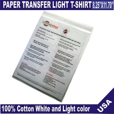 25 Sheets ChromaCotton Transfer Paper 8.5x11 Light White T-shirt 100%Cotton