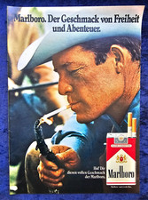 Marlboro Zigaretten, originale Werbung aus 1972   Cowboy mit Feuer