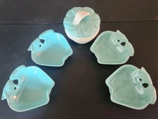 VTG 1970s Hoenig of California~Ceramic~Turquoise Apple~Dip/Condiment Serving Set