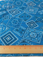 Cotton polyester bandana print fabric /turquoise background 36" x43"