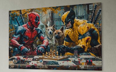 Deadpool Wolverine Leinwandbild Superheld Wandbild Kunstdruck Pop-Art