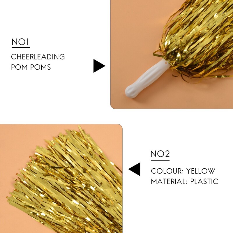 Colexy Cheerleading Pompoms , 2 Stück Metallfolie Cheerleading Pom Poms , Cheerleader Pompons Handblumen mit Handle, Cheerleading Pom Poms Tanzpuschel, für Sport Wettbewerb Team Geist (Gold+Grün