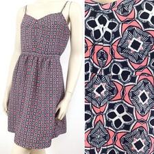 J CREW Sz 6 Short Dress Womens Sleeveless Sundress Pink Black Printed EUC