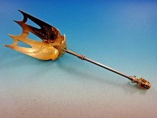 Egyptian Revival by Wendt Sterling Silver Buffet Fork W/ Ivy Gold Washed 10 1/4