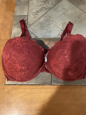 Auden Berry Maroon Red Lace Bra Size 40DDD Underwire Lined