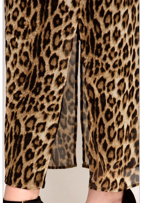 Maxi kimono largo con aberturas laterales con estampado de leopardo para mujer tallas XL y grandes Foto 3 de 3