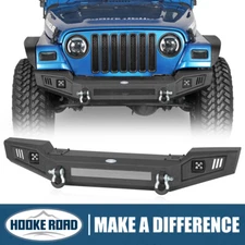 Hooke Road Sturdy Steel Full Length Front Bumper for Jeep Wrangler TJ 1997-2006