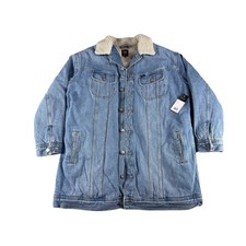 Lee Jacket Womens Small Blue Denim Elongated Sherpa Rider Boyfriend Lined Nwt