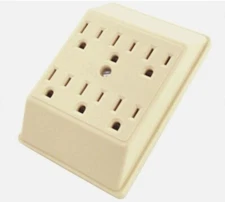 Eagle IVORY Single Gang 6-Outlet Grounding Tap Adapter 15A 125V 1875W NEW C1146V
