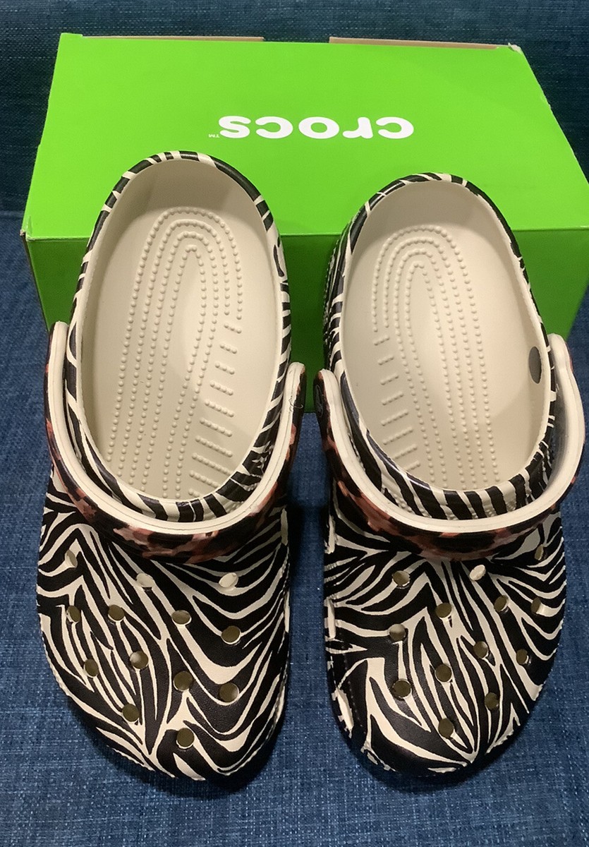 New Crocs Classic Animal Remix Clog Black, Leopard & Zebra Print