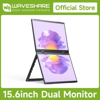 Waveshare 15.6inch Dual-Screen Portable Monitor Dual-1080p Foldable Screen 178°