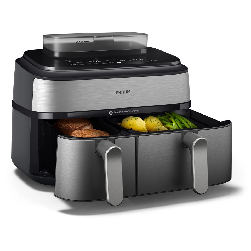 Philips Friggitrice ad Aria 9 Litri 2750 Watt Doppio Cestello Argento NA555/00 - Immagine 4 di 4