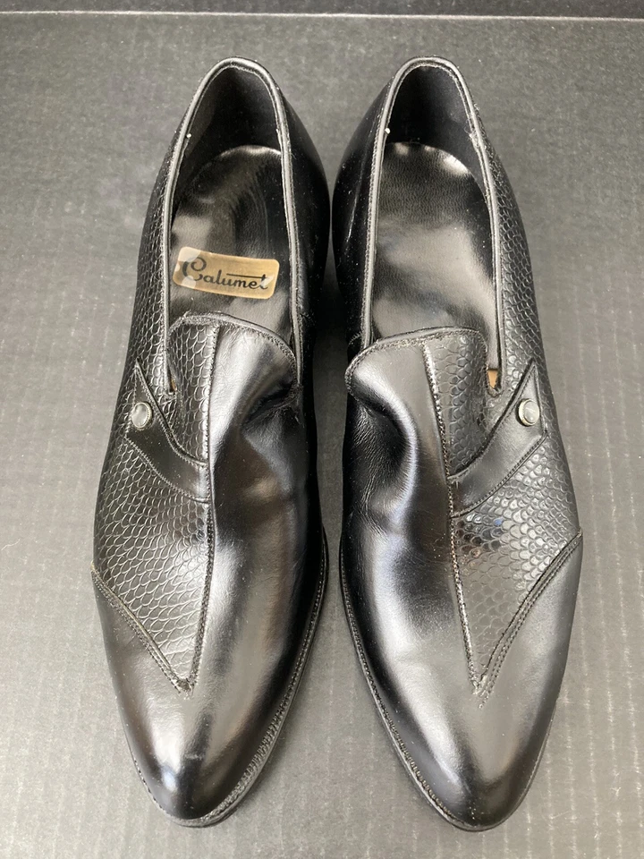 Vintage 1960’s Men’s Calumet Black Leather Shoes - Size 7 NOS - Deadstock - Image 4 of 4