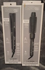 New Conair Infiniti Pro 1.25" Hot Styling Brush & 1" Ceramic Flat Iron Black Set