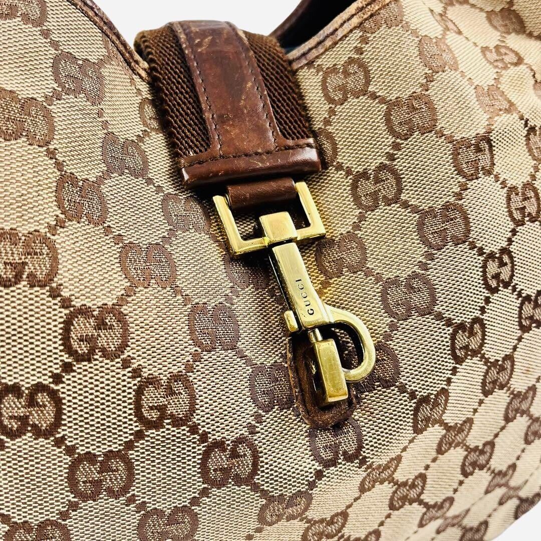 RARE! Old GUCCI! Jackie GG Canvas Shoulder Bag Beige Gold RARE! Old GUCCI! Jackie GG Canvas Shoulder Bag Beige Gold