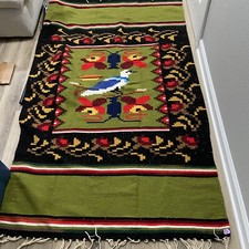 Mexican Saltillo Sarape Traditional Woven Blanket / Rug, Zona Dorada 77 X 45