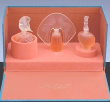 LALIQUE Mini Miniature Perfume Bottle Set Le Nu Amour Ondines 1996 1997 1998 NIB