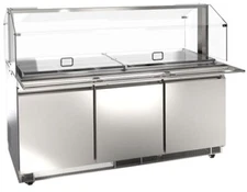 Omcan USA 50090 73" Three Section Sandwich / Salad Prep Table w/ 3 Doors, 15 ...
