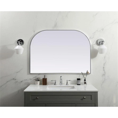 Elegant Decor Blaire 42x30" Arch Modern MDF Wood/Iron Mirror in Silver - Picture 7 of 9