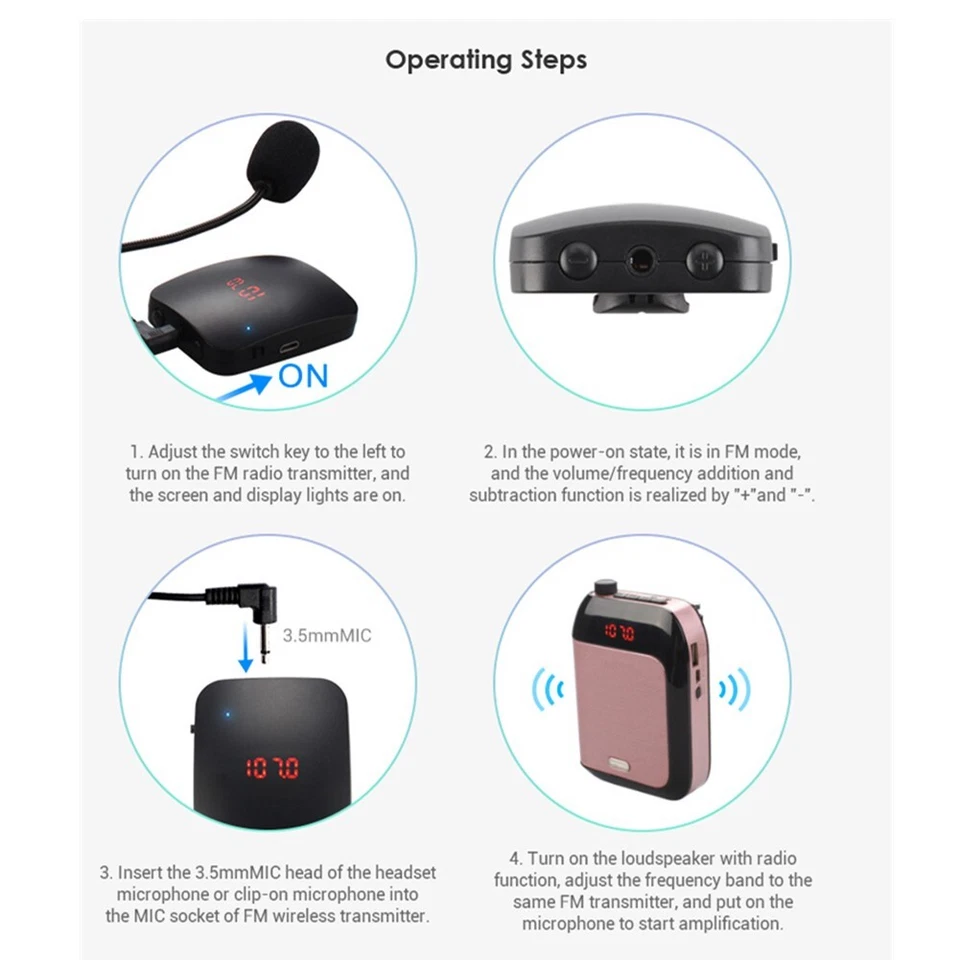 Kabelloses Headset Mikrofon mit LED-Display und f??r UKW-Modulation f??r den Unt - Bild 4 von 4