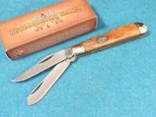 ROUGH RYDER RR1070 Trapper lockback Tobacco smooth bone knife 3 7/8" closed NEW!