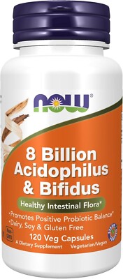 NOW Foods 8 Billion Acidophilus & Bifidus 8 Billion Cfu 120 Capsules
