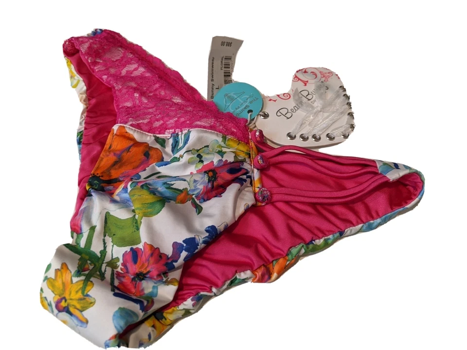 NUEVO BEACH BUNNY PARADISE FLOR SCRUNCH FONDO SOLO Pequeño o Mediano Foto 2 de 3