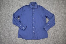 Tommy Hilfiger Button Up Shirt Slim XL 17 34/35 Blue White Dots Stretch Preppy