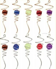 Copper or Silver Spiral Wire Tails with Ball Wind Spinner Accessory Sun Catcher