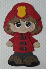 Fire Fighter Girl Brown Hair. Scrapbook, Card Making Paper Piecing