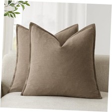 Pack of 2, Decorative Linen Soild Throw 24" x 24" Pack of 2 Coco Brown