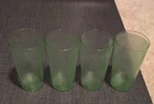 Set Of 4 Antique Uranium Glass Tumblers Swirl Pattern Depression Era