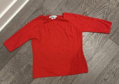 #ad #ad Euro X Red 3 4 Sleeve Square Neck Stretchy Top XL $12.00