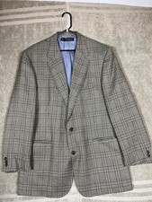 Vintage Brooks Brothers Blazer Mens 46 100 Camel Hair Gray Plaid Sport Coat 90s