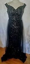 Fairygoth FashionNova Gothic Black Sequined Maxi Princess Dress Size L