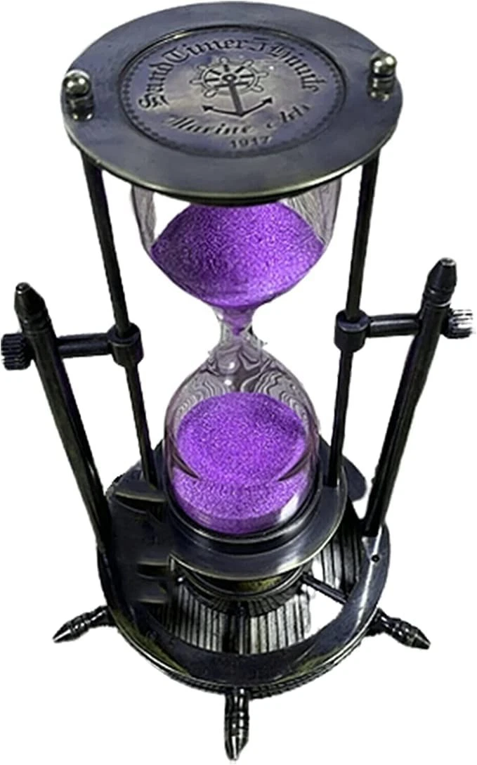 Vintage Nautical Purple Sand Hourglass Compass Timer Gift Sand Timer Table Top D