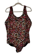 LANDS' END Women's size 26W 3X 1-Piece Bathing Suit Swimsuit Floral Paisley