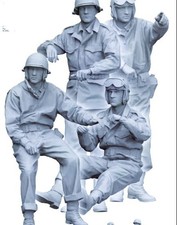 1/35 Resin Figure WWII US Tank Crew Set 4 Figures Unpainted Unassembled