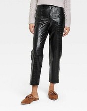 A New Day Women's Size 8 High Rise Ankle Faux-Croc Leather Black Pants AL 