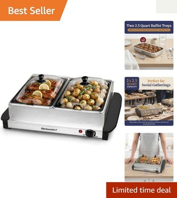 Stainless Steel Buffet Server & Food Warmer with Clear Lids for Perfect Parties