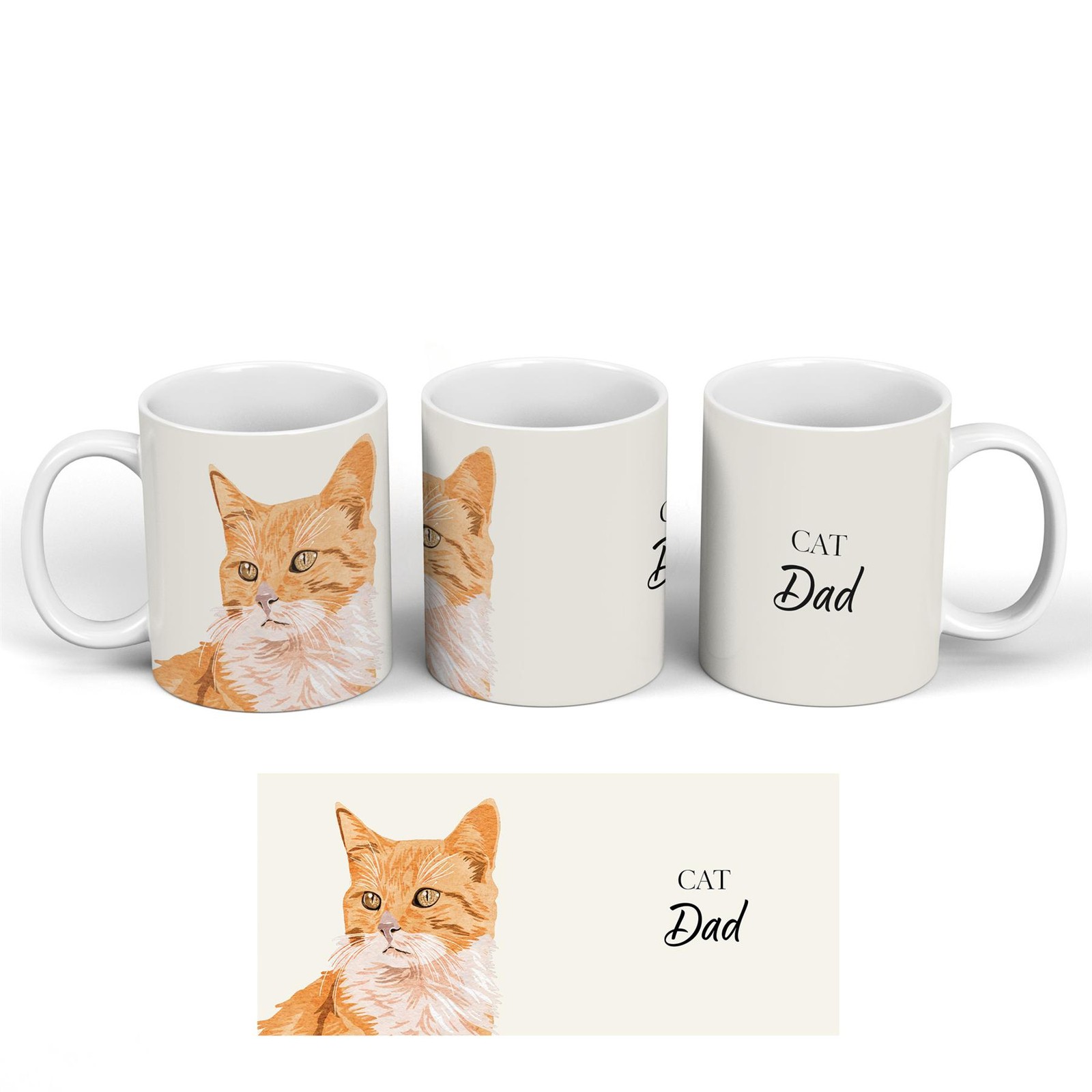 Ginger Cat Dad Cat Homeware Decor Giftware Yellow Ceramic Classic Mug