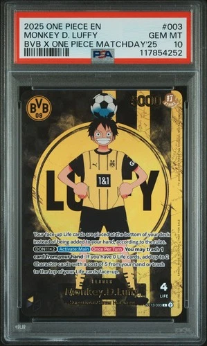 PSA 10 One Piece Monkey D Luffy BVB Match Day Promo ST13-003 English Gem Mint